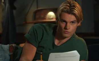 Noah Lalonde as shirtless Cole looking at Nikki Rodriguez as Jackie in My Life with the Walter Boys season 3 review